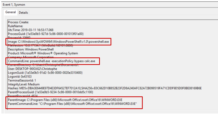 Sysmon events